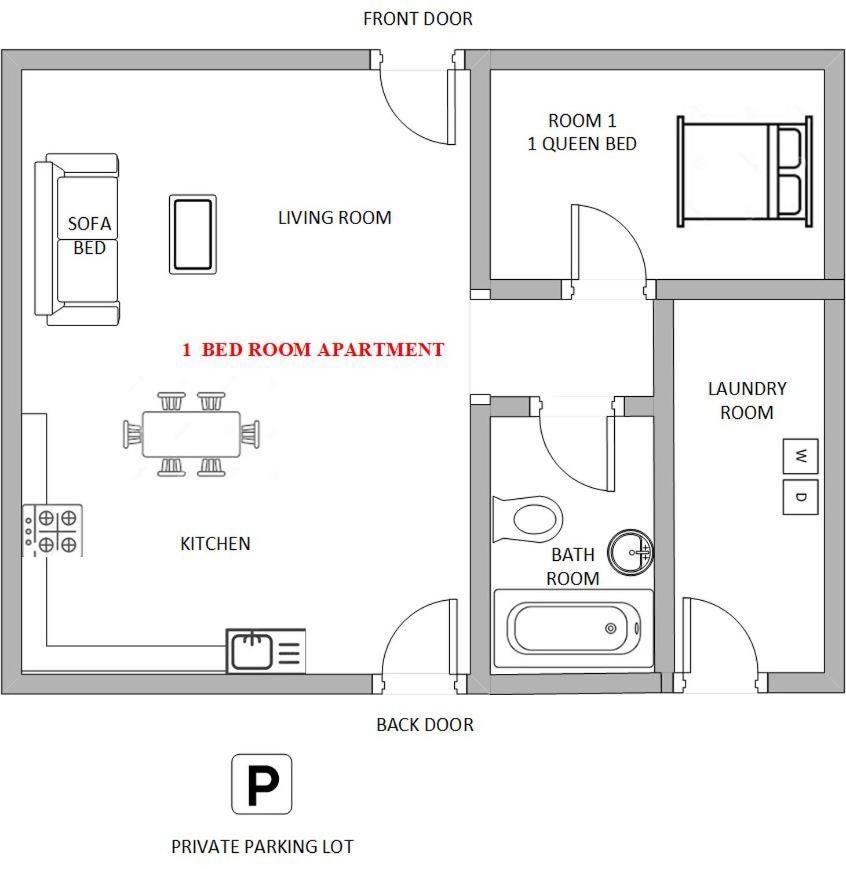 1 or 3 Bedroom Apartment with Full Kitchen